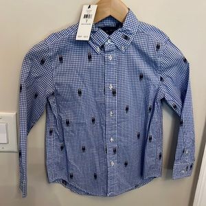 Ralph Lauren button down boy shirt, size 7 brand new with tags